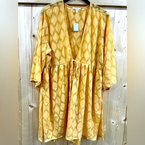 Maurices Boho Sheer Duster Kimono Sunflower Yellow NWT, Size large beachy, boho